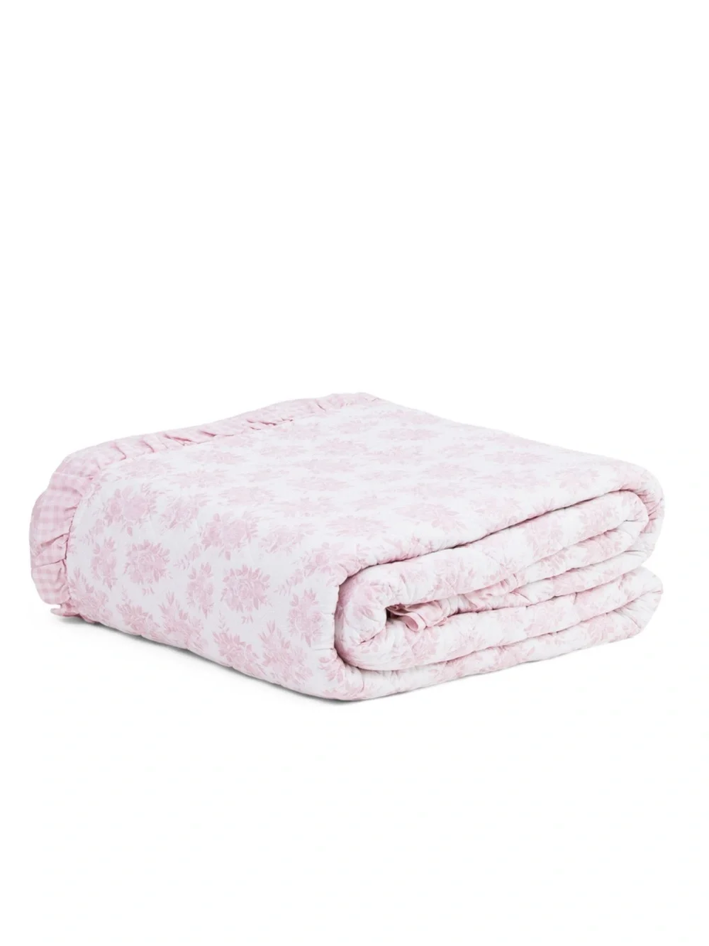 Shabby Chic Light Pink Floral Reversible Quilt Set